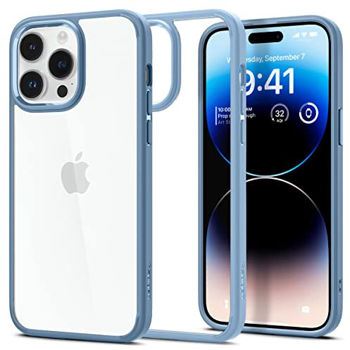 Spigen für iPhone 14 Pro Max Ultra Hybrid Hülle [Anti-Yellowing] Case Handyhülle Schutzhülle Cover Transparent Durchsichtig Dünn Slim -Sierra Blue