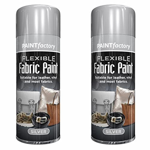 Yorkshire Homeware Flexible Fabric Spray Paint | Suitable For Leather | Vynal And Most Fabric 200Ml Pack of 2 (Silver)