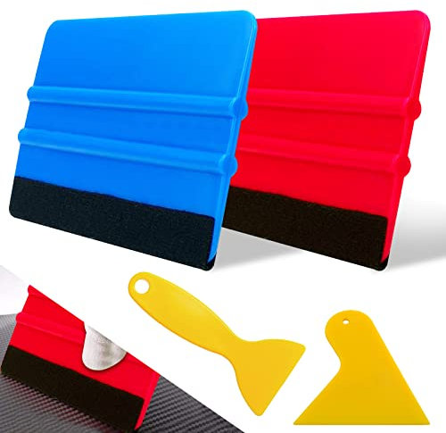 4 Pcs Auto Folienrakel Set, Rakel mit Filzkante, Autofolie Kunststoffrakel, Tönungsfolie Auto Wrap, Kratzerfreie Montage Rakel für Autofolie, Fensterfolie, Klebefolie, Möbelfolierung