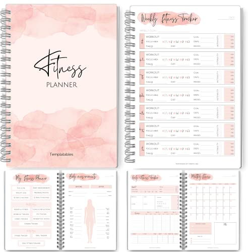 3 Month Fitness & Workout Planner for Women | Gym Journal, Weight Loss Tracker, Meal Planner, Self Care Habit Tracker - A5 Pink Watercolor