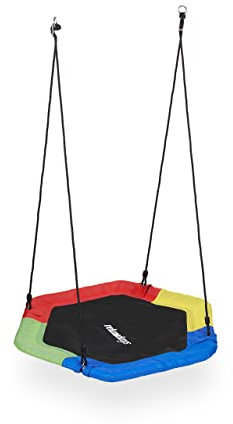 Relaxdays Balançoire nid d'oiseau, LxP: 100 x 113 cm, Enfants & Adultes, réglable, 100 kg Max., extérieur, Multicolore