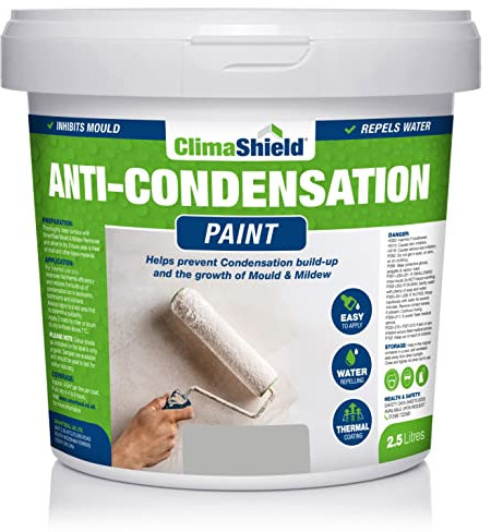 SmartSeal Anti-Condensation Paint - Premium Ceiling & Wall Paint. Reduce Condensation on Walls & Ceilings in Bathrooms, Kitchens & Bedrooms with our Moisture Resistant Paint (Pale Slate, 2.5 Litre)