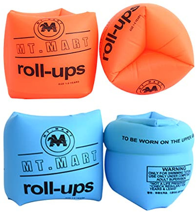 Tiardey 4 STÜCKE Schwimmarmbänder Float Schwimmring Schwimmarm für Schwimmanfänger - Orange + Blau