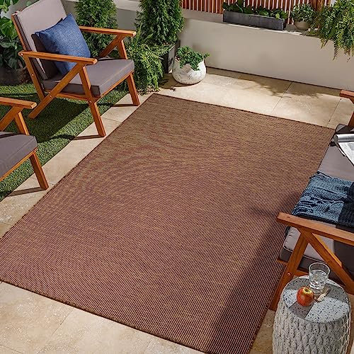 Jimri In- & Outdoor Teppich - Wetterfester Teppich für Balkon, Terrasse, Garten, Wohnzimmer, Küche - Strapazierfähiger Bodenteppich, Widersteht UV-Strahlen & Wasser - Größe 160 x 220 cm, Braun-Taupe