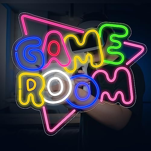 ESANDA GAME ROOM Neon Sign for Wall Decor Hanging Game Theme LED Light USB Powered with Dimmable On/Off Switch for Game Zone Party Decor, Teen Boy Room Decor, Man Cave, Gifts 1413