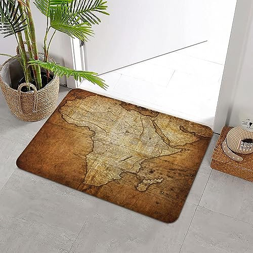 ERICAT Badteppich rutschfeste,Alte Vintage Karte Afrika Antik Antike Antike verbrannt,Wasserabsorbierend Badematte maschinenwaschbar Badvorleger für Dusche,Badewanne,40x60cm