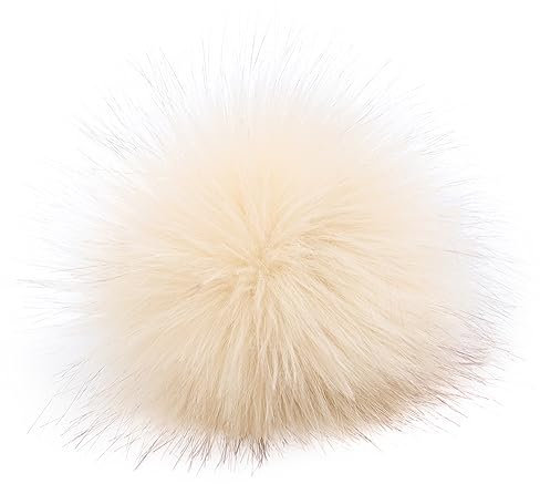10 Stück 10cm Kunstfell Pompon Fellbommel Pompon Bommel für Mützen Beanies Fellbommel Fellpompon Künstlicher Haarball für Tasche Anhängern Schlüsselanhänger Dekoration Bekleidung Zubehör -Beige
