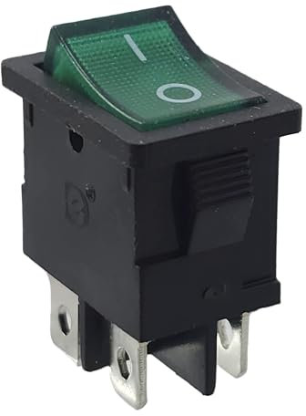 Interruptor basculante empotrable, color rojo, dimensiones del marco 21 x 15 mm, 6 A, 250 V ~ 4 pines, iluminado