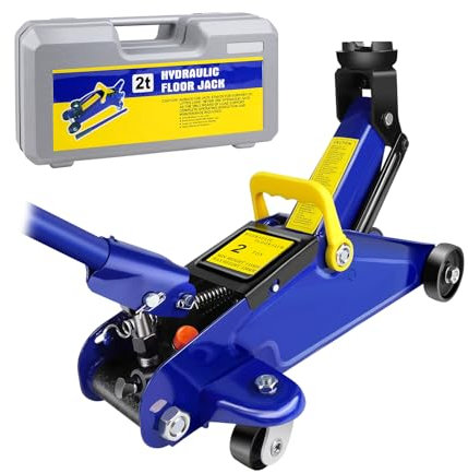 Wagenheber - Hydraulischer Rangierwagenheber - Stahlwagenheber - 2 Tonnen Tragkraft - Höhenverstellbar von 140 bis 290 mm - Robust und langlebig - mit Tragegriff und Lenkrollen - für Autoreparaturen