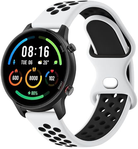 YLK Correa Compatible con Xiaomi Mi Watch/Watch S1/S1 Active/Color Sport, 22mm Silicona para Hombre y Mujer (Blanco Negro)
