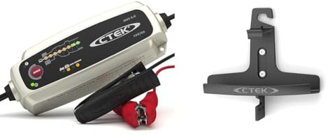 CTEK MXS 5.0 Battery Charger with Automatic Temperature Compensation, Black & 40-132 Bracket for Vehicle Battery Charger,Black,15 x 9.8 x 12.6 cm; 68 Grams