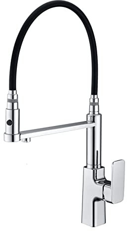 Rubinetto a 3 vie per lavello da cucina Miscelatore da cucina con doccetta estraibile Miscelatore con tubo in silicone nero Miscelatore per lavello da cucina con doccetta a 2 modalità Rubinetto con f