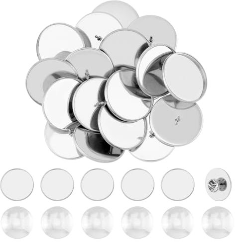 DICOSMETIC 20 Ensemble de Broches Rondes Plates en Acier Inoxydable avec 20 Broches en Verre Cabochon Faisant Une Broche de Sécurité pour Femme Homme Fabrication de Bijoux DIY