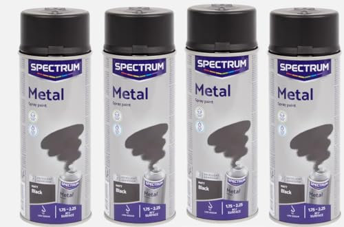 Générique Lot de 4 Bombes Spécial METAL - Noir Matt 400ml - Bombe Peinture Aérosol - Séchage rapide - 211