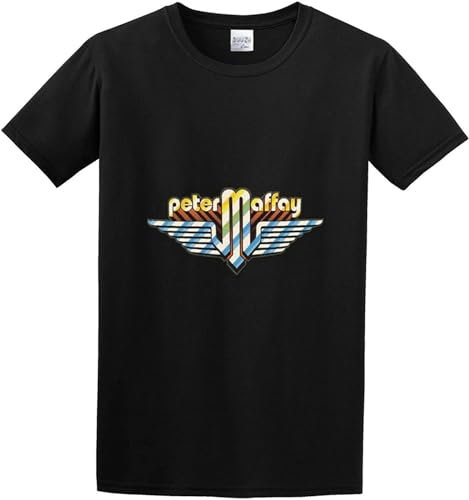 Men's Maffay Peter Logo T-Shirt Print Tees Short Sleeve O Neck Black M
