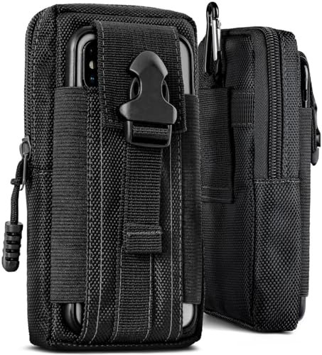 ONEFLOW Survival Case für Huawei Pura 70 Ultra Handy Gürteltasche aus Nylon mit Karabiner, Taktische EDC Tasche mit Gürtel Halterung, Etui Handyhülle Outdoor Handytasche, Schwarz