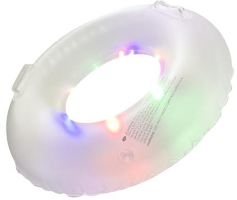 scyca Flotadores de piscina LED, flotadores de piscina de neón, Flotadores de piscina coloridos, Anillos de natación transparentes con mango y luz LED colorida, suministros para fiestas en la piscina,