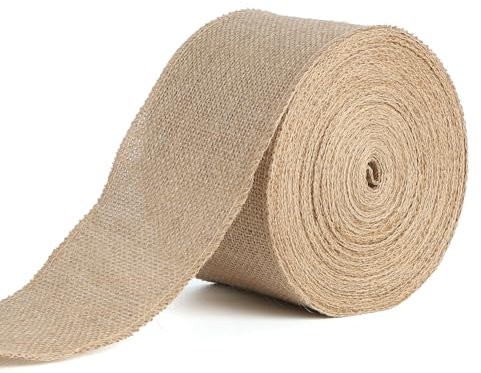 SUPAWAY Ruban toile de jute 10 cm Rouleau de ruban de jute 20 m Ruban de jute naturel Rustique ruban de tissu de jute pour décorations de mariage et noël, diy artisanat, fleuristerie, emballage cadeau