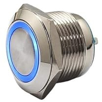 19mm Metal Annular Push Button Switch Ring LED 12V Momentary Car Auto Engine BIANMTSW(Yellow)