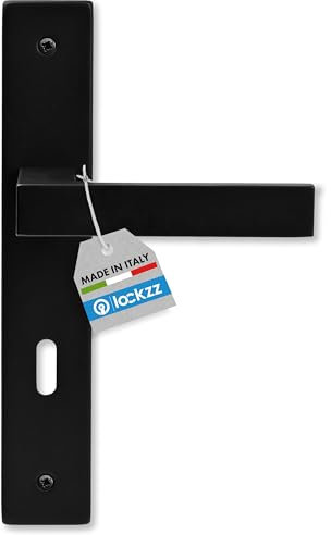 lockzz Türgriff Drückergarnitur Estenfeld-IV, Edelstahl schwarz matt, Türbeschlag für Zimmertüren, Langschild eckig, L-Form eckig, BB - Buntbart