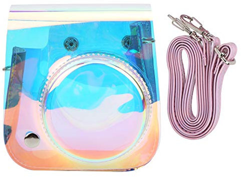 Wakects Mini Case Illusion Transparent Small Camera Bag PVC Bag for Fujifilm Instax Mini 11/9/8 Camera Bag with Shoulder Strap and Adjustable Metal Buckle
