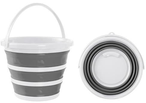 BRAMBLE 1 Faltbarer Silikon Eimers für Reinigung, Camping, Angeln, Reisen (10L) - Platzsparend für Haus & Wohnmobil (Weiß)