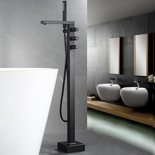 XJTNLB Mitigeur Baignoire Ilot Noir Robinet Douche Baignoire Rotatif à 360° Robinets de Douche et de Baignoire-C