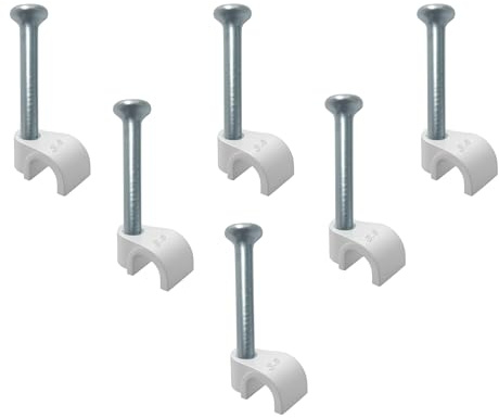 REULIN Pack of 100+ Cable Clips 3.5mm for Outdoor and Indoor Use, Wire Management Clips Compatible for Slim Ethernet Cable, USB Cables (White, 3.5mm - Round)