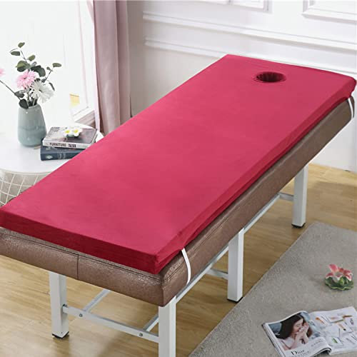 Wimpernbett-Topper mit Atemloch, 6 cm dick, Schaumstoff-Massageliege, Matratzenauflage, abnehmbarer Bezug, Weinrot, T 70 x 190 cm