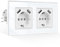 CNBINGO Enchufe doble empotrado, 2 enchufes, cristal, doble enchufe, color blanco, enchufe de pared con USB