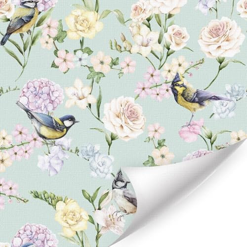 ANHUIB Blumen Vögel Tapete Selbstklebende Tapete Blumen Grün Fototapete Kolibri Aquarell Blumentapete Küchenrückwand Wasserdicht Pflanzen Klebefolie Wohnzimmer Schlafzimmer Bad Möbelfolie 44X300CM