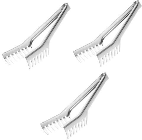 TOPBATHY 3 Pièces air diviseurs pinces en or pinces de service en or ninja cuisine sous forme de buffets barbecue pince à dessert boulangerie pince à griller Acier inoxydable Silver