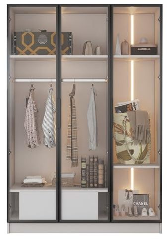 Taoplay Mehrzweckschrank Highboard Vitrine Bücherregal für Wohnzimmer und Flur, Kleiderschrank & Vorratsschrank, 110cm, Weiß