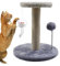 Arbre à chat - Grand arbre à chat - Jouet à griffer - Plume et balle à ressort - Matériaux robustes - Protection interactive contre l'inclinaison pour chats - 26 x 26 x 28 cm