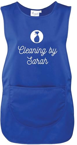 Ladies Personalised Text Cleaner Uniform Tabard Apron Custom Design Cleaning Services