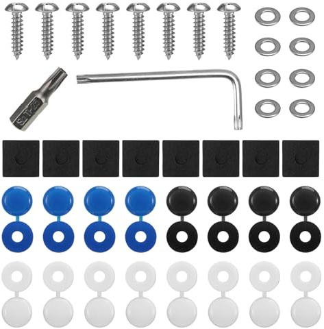 YUEIODDKL Kennzeichen Schrauben,Anti Diebstahl Kennzeichen Schrauben Fitting Kit,Auto & Motorrad Kennzeichenhalter Rahmenlos, Kfz Kennzeichenhalterung mit Nummernschild Schrauben und Abdeckkappen