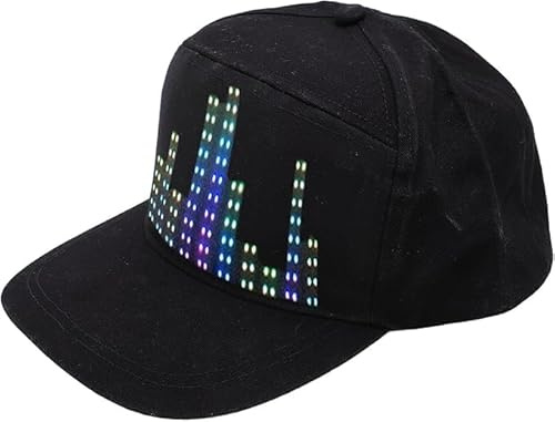Risegun Gorra de béisbol con pantalla LED, programable, Bluetooth, con control de aplicación móvil, para conciertos al aire libre, carnaval, Navidad, bares, clubes, color negro