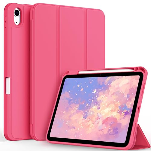 TXWLLIU Hülle für iPad 11. Generation (A16) 11 Zoll 2025/iPad 10. Generation 10,9 Zoll 2022 mit Bleistifthalter, Leichter Schutzhülle und Automatischer Schlaf-/Wachfunktion, Wassermelonenrot