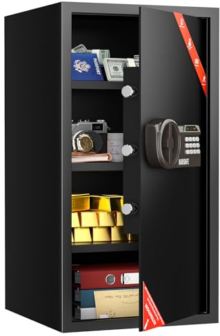 KABISAFE Safe 103L | Large Safe Box | Steel Home Safe | Digital Keypad | Keys | Sensor Light | Security Cabinet for Home, Office, Hotel | Cash Document Bags IDs Jewelry