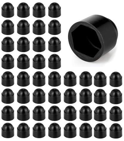 DOJA Barcelona Sechskantkappen - 50er-Pack M12: Schwarz - Einfache Montage - Schutzkappen Für Schrauben Bieten Ideale Passform, Abdeckkappen Für Schrauben Garantieren Perfekte Optik, Kunststoffkappen