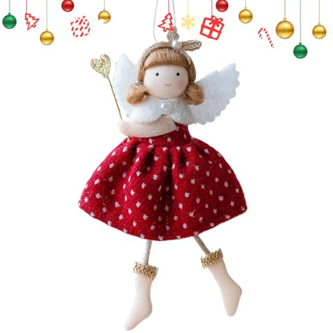 Penlimly Christbaum Engel Deko - Christbaumschmuck Plüsch Engel Mädchen Deko | Winterdeko Mit Perlhaarreif Für Schlafzimmer Garten Balkon Fensterbank