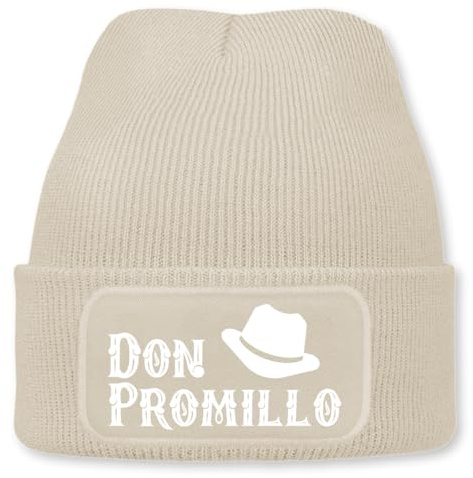 Prozente Momente Don Promillo – lustige Wintermütze | Beanie für Damen & Herren, warm, elastisch & Unisex, Strickmütze mit Patch & Druck, perfekt für Après-Ski, Weihnachtsmarkt & Fasching