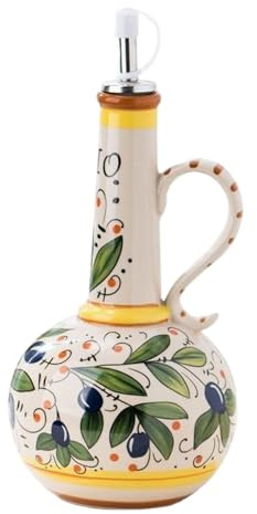 Jeorywoet 700ml Ceramic Olive Oil Dispenser Bottle with Stainless Steel Spout and Handle for Kitchen Sauces Vinegar