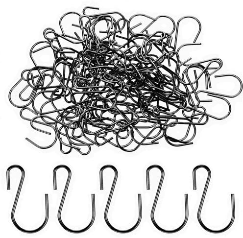 DOPENSPI 100 Stück Kleine S Haken,Kleine S-förmige Hake 26mm Hängehaken Mini Aufhängehaken Metall Aufhänger Haken für DIY Handwerk Schmuck Namensschild Hängenden Schlüsselanhänger(Schwarz)