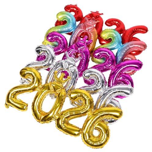 ANDRESLAD 5 Stück Teiliges Zahlen Folienballons Große Silber-goldene Aluminiumfolie Ballons für Silvester Countdown Party Vielseitige Neujahrsdeko für Indoor und Outdoor Feierlichkeiten