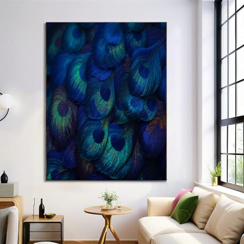 Wohnzimmer Pfau Federn Wandbilder Poster, Schlafzimmer Traum Kunstposter Leinwandbilder Kunstdruck ohne Rahmen Wandbilder (70x100cm)