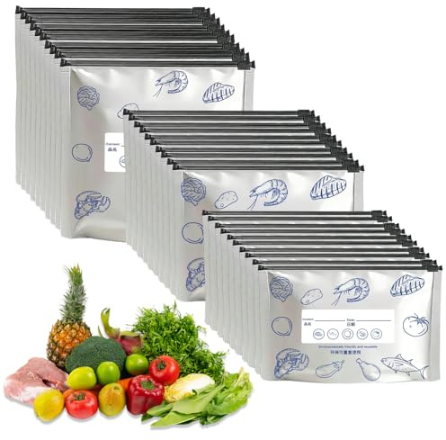 Aluminum Foil Freezer Bags, Food Storage Pouches, Foil Freezer Bags | Suitable for Kitchen, Cooking, Vegetable, Fruit, Meat, Storage and Freezable