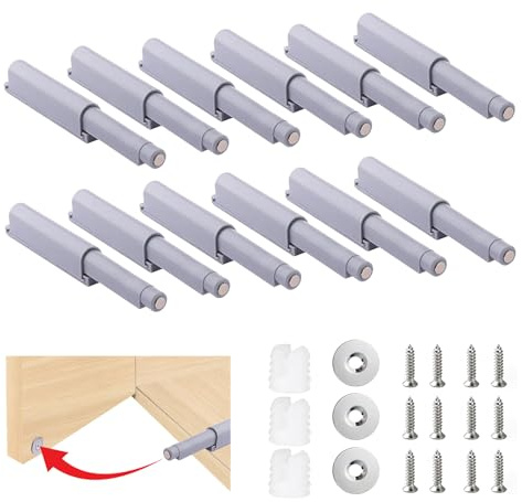 Flintronic Push to Open Door Opener, 12 Pack Cupboard Door Opener, Magnetic Pressure Door Opener, Tip On Plastic Push Catch, Cabinet Door Damper for Drawer, Wardrobe, Cabinet