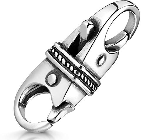 MATERIA Doppel Karabiner Verschluss Silber 925 antik Rautenmotiv zum Wechseln Zubehör #1463