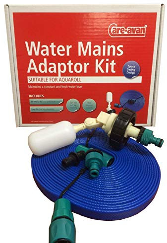 Suitable for Aquaroll Mains Water Adaptor Ball Valve Kit with Space Saving 10 mtr FLAT Food Grade Hose by Care-avan